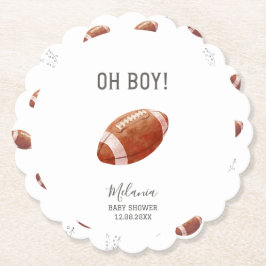水彩タッチダウンアメリカンフットボールベイビーショー ペーパーコースター