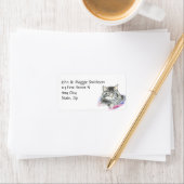 水彩タビーキャットペット動物のアドレスカスタム ラベル (インサイチュ)