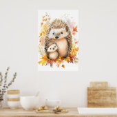 水彩タンポポの親子プリント ポスター (キッチン)