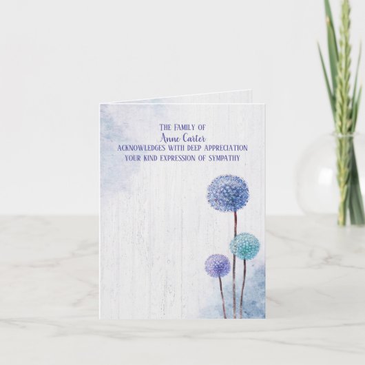 水彩タンポポ悔やみや弔慰ありがとう カード (正面)