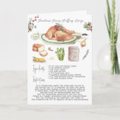 水彩ターキースタッフィングレシピ | サンクスギビング シーズンカード (正面)