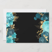 水彩ターコイズと金ゴールド結婚の花 招待状 (裏面)
