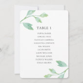 水彩ターコイズの葉。結婚式の着席表 招待状 (正面)
