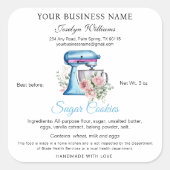 水彩ターコイズコテージ法食品ベーカリーラベル スクエアシール (正面)