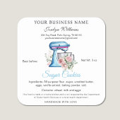 水彩ターコイズコテージ法食品ベーカリーラベル スクエアシール