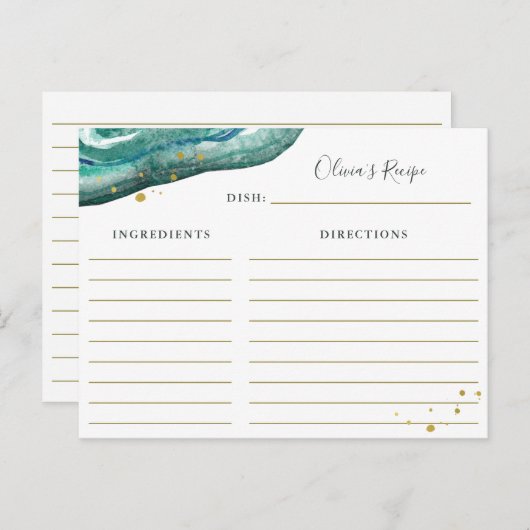 水彩ターコイズゴールドのジオード | レシピカード ポストカード (正面/裏面)