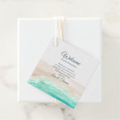 水彩ターコイズサンディビーチ結婚式へようこそ フェイバータグ (インサイチュ)