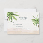 水彩ターコイズサンディビーチ結婚式RSVPカード サンキューカード (正面)