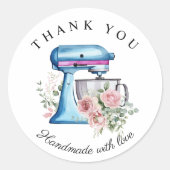 水彩ターコイズスタンドミキサーベーカリーありがとう ラウンドシール (正面)