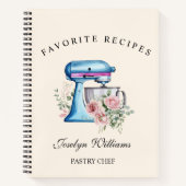 水彩ターコイズスタンドミキサーレシピノート ノートブック (正面)