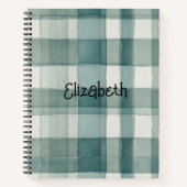 水彩ターコイズチェック ノートブック (正面)