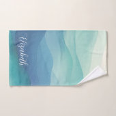 水彩ターコイズネイビーグラデーションブルーウォーター色 バスタオルセット (ハンドタオル)
