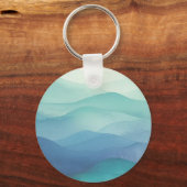 水彩ターコイズネイビーブルーグラデーションレイヤ キーホルダー (裏面)