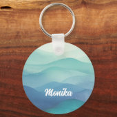 水彩ターコイズネイビーブルーグラデーションレイヤ キーホルダー (正面)