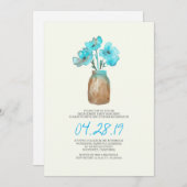 水彩ターコイズフローラ婚約パーティ 招待状 (正面/裏面)