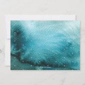 水彩ターコイズブルー+偽シルバー リハーサルディナー 招待状 (裏面)