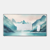 水彩ターコイズ氷河湖 デスクマット (キーボード&マウス)