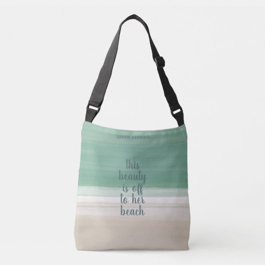 水彩ターコイズ海ビーチクロスボディバッグ クロスボディバッグ (正面)