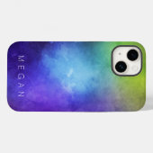 水彩ターコイズ紫の緑カスタマイズ可能 Case-Mate iPhoneケース (裏面 (横))