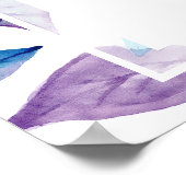 水彩ターコイズ紫葉の葉結婚の ポスター (角)