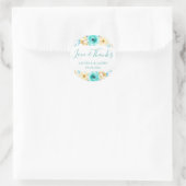 水彩ターコイズ金ゴールドフローラ結婚ズサンキュー ラウンドシール (バッグ)