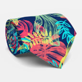 水彩ターコイズ鮮やかハワイアンパターン ネクタイ (ロール)