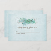 水彩ターコイズ フラワーブーケ RSVP (正面/裏面)
