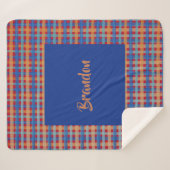 水彩タータンチェックハンド絵を描モノグラムの シェルパブランケット (正面(横))