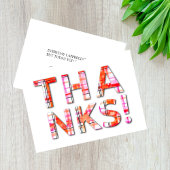 水彩タータンチェック格子柄ピンクオレンジ模様 サンキューカード