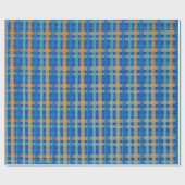 水彩タータンチェック絵を描手（青とオレンジ） ラッピングペーパー (フラット)