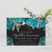 水彩タールグリーンとシルバーのバラのキンセアネラ 招待状 (スタンド正面)
