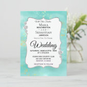 *~*水彩ダイアモンドアクアグリッター結婚ズ 招待状 (スタンド正面)