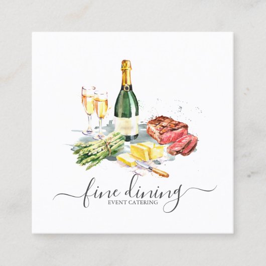水彩ダイニングシェフケータリングID813 スクエア名刺 (正面)