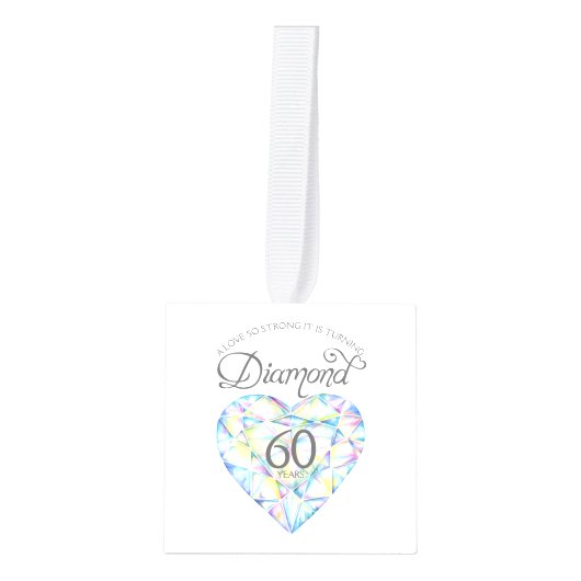 水彩ダイヤモンドハート60周年記念写真 キューブオーナメント (正面)