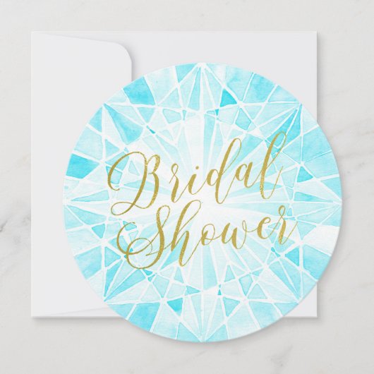 水彩ダイヤモンドブライダルシャワー 招待状 (正面)