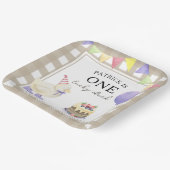 水彩ダクリング1歳の誕生日 ペーパープレート (傾斜あり)