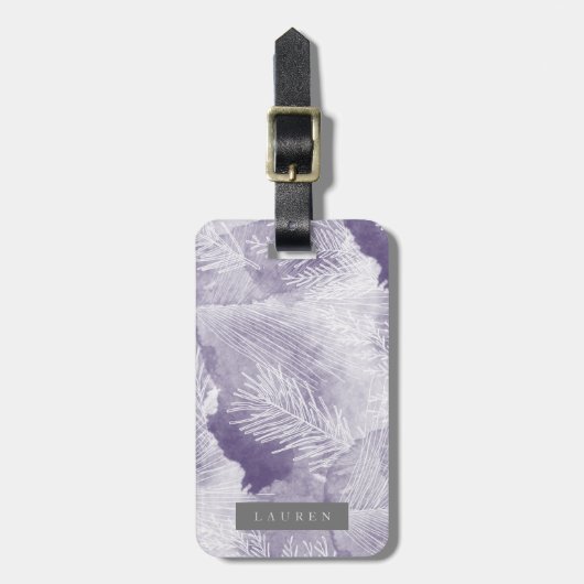 水彩ダスクパープルモノグラムラゲージタグ ラゲッジタグ (正面縦)