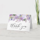 水彩ダスティパープルの花のガーランド結婚式 サンキューカード (正面)