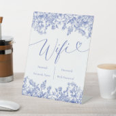 水彩ダスティブルーエレガントフローラWifiサイン 台座サイン (インサイチュ)