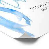 水彩ダスティブルーエレガントボウ飲料の看板 ポスター (角)