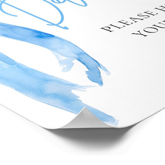 水彩ダスティブルーエレガントボウ飲料の看板 ポスター (角)