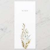 水彩ダスティブルーグリーン結婚リーのディナーメニュー メニュー (裏面)