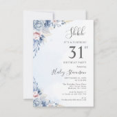 水彩ダスティブルーサプライズ31stバースデーパーティー 招待状 (正面)