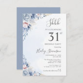 水彩ダスティブルーサプライズ31stバースデーパーティー 招待状 (正面/裏面)