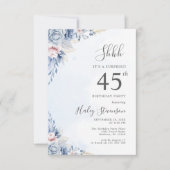水彩ダスティブルーサプライズ45thバースデーパーティー 招待状 (正面)