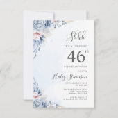 水彩ダスティブルーサプライズ46thバースデーパーティー 招待状 (正面)