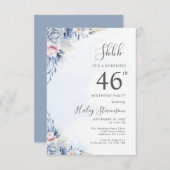 水彩ダスティブルーサプライズ46thバースデーパーティー 招待状 (正面/裏面)