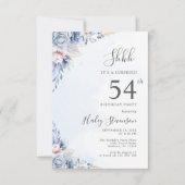 水彩ダスティブルーサプライズ54thバースデーパーティー 招待状 (正面)