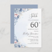 水彩ダスティブルーサプライズ60th誕生日パーティー 招待状 (正面/裏面)