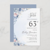 水彩ダスティブルーサプライズ63rd誕生日パーティー 招待状 (正面/裏面)